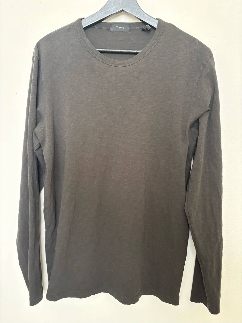 Theory Men’s Long Sleeve Dark Grey 💯% Cotton Pullover Shirt Size M Sku# 78